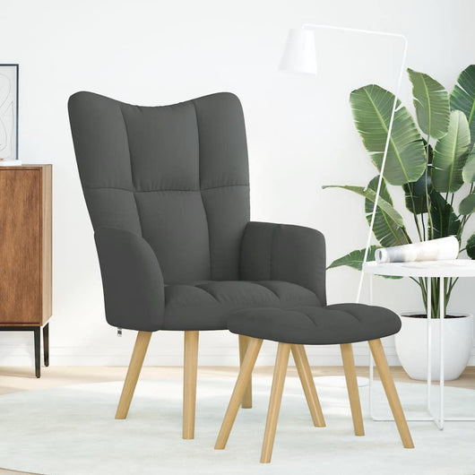 Poltrona Relax con Poggiapiedi Grigio Chiaro in Tessuto 4016779