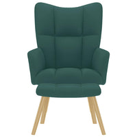 vidaXL Poltrona Relax con Poggiapiedi Verde Scuro in Tessuto