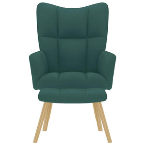 vidaXL Poltrona Relax con Poggiapiedi Verde Scuro in Tessuto