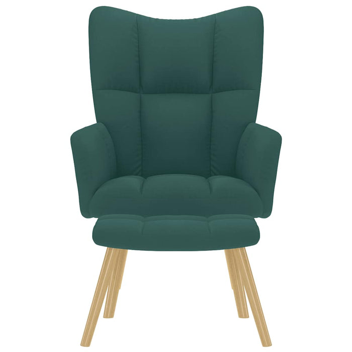 vidaXL Poltrona Relax con Poggiapiedi Verde Scuro in Tessuto