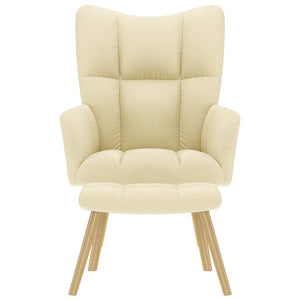 vidaXL Poltrona Relax con Poggiapiedi Crema in Tessuto