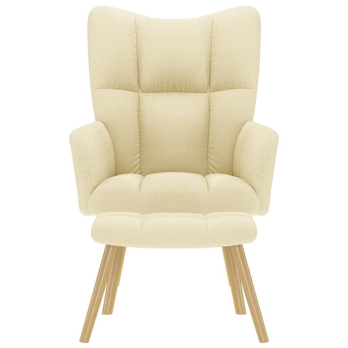 vidaXL Poltrona Relax con Poggiapiedi Crema in Tessuto