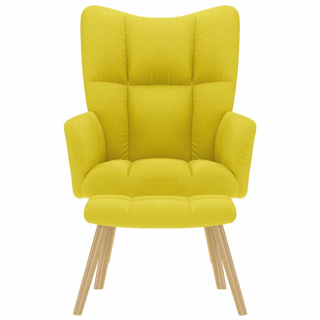 Sedia Relax con Poggiapiedi Giallo Chiaro in Tessuto 4016787