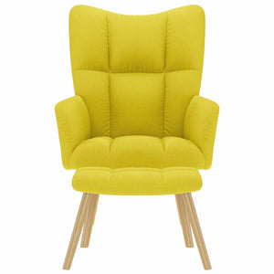 Sedia Relax con Poggiapiedi Giallo Chiaro in Tessuto 4016787
