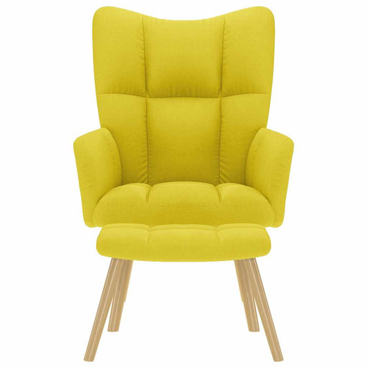 Sedia Relax con Poggiapiedi Giallo Chiaro in Tessuto 4016787