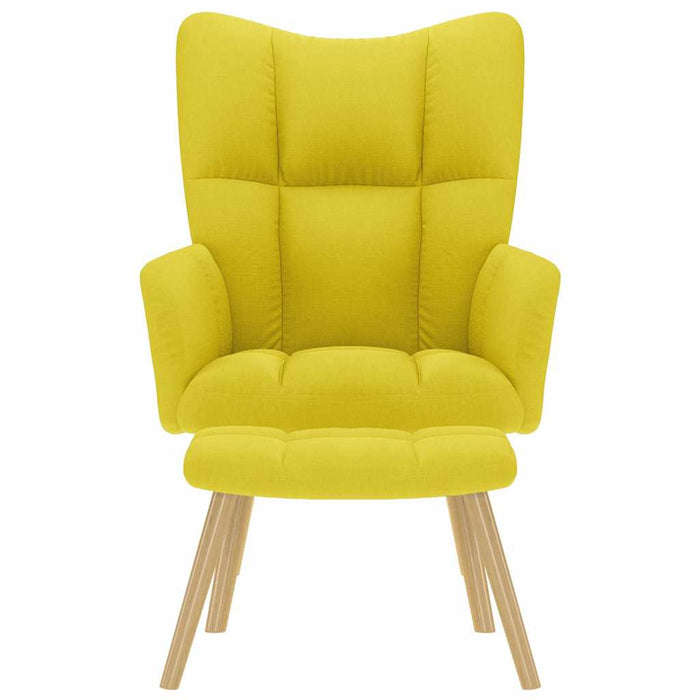 Sedia Relax con Poggiapiedi Giallo Chiaro in Tessuto 4016787