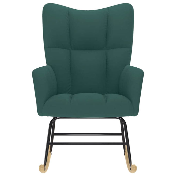 vidaXL Poltrona a Dondolo Verde Scuro in Tessuto