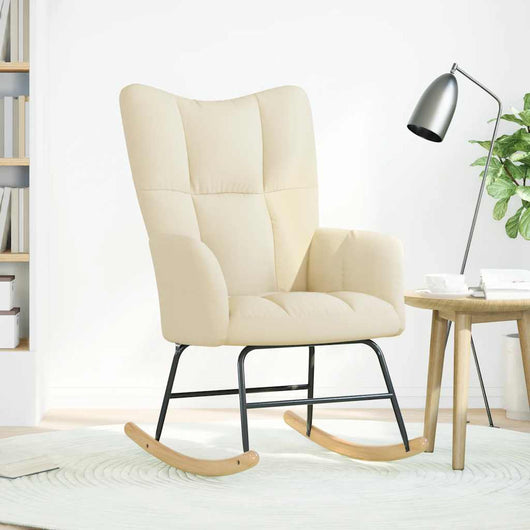 vidaXL Sedia a Dondolo Crema in Tessuto