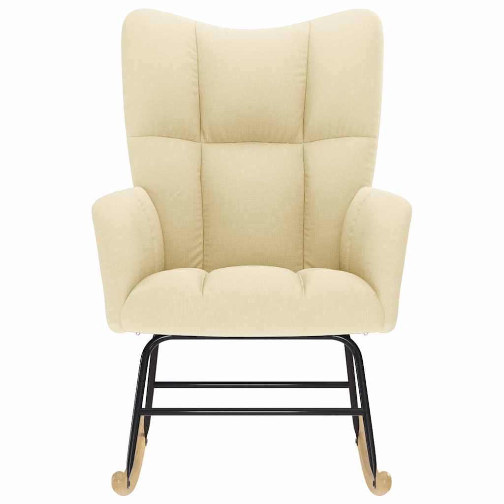 vidaXL Sedia a Dondolo Crema in Tessuto