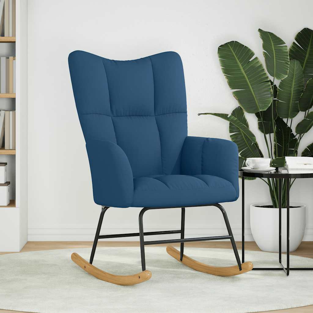 vidaXL Sedia a Dondolo Blu in Tessuto