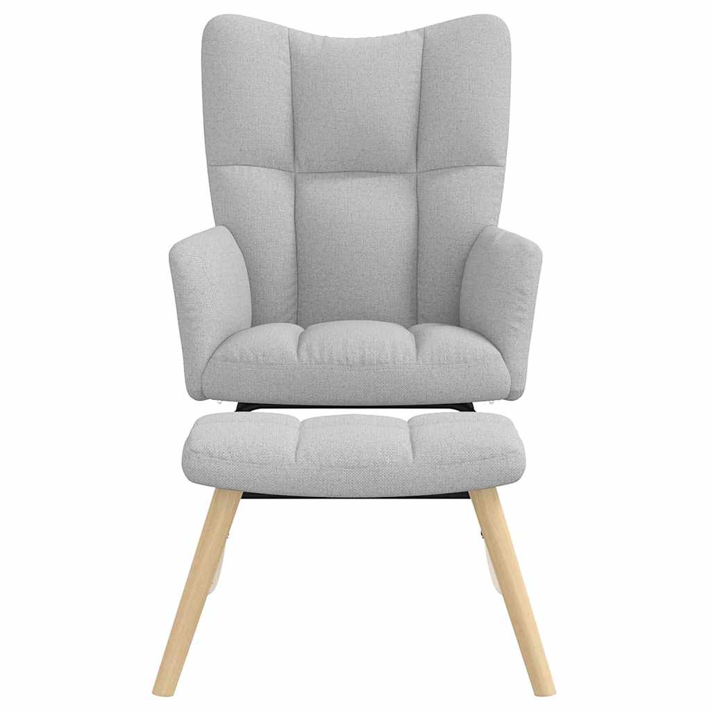 Poltrona a Dondolo con Poggiapiedi Grigio Nuvola in Tessuto