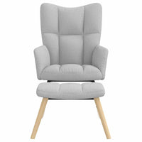 Poltrona a Dondolo con Poggiapiedi Grigio Nuvola in Tessuto