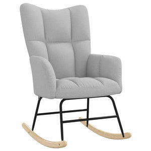 Poltrona a Dondolo con Poggiapiedi Grigio Nuvola in Tessuto