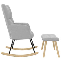 Poltrona a Dondolo con Poggiapiedi Grigio Nuvola in Tessuto