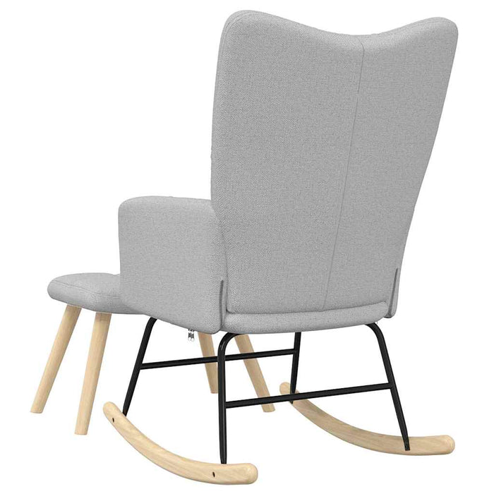 Poltrona a Dondolo con Poggiapiedi Grigio Nuvola in Tessuto