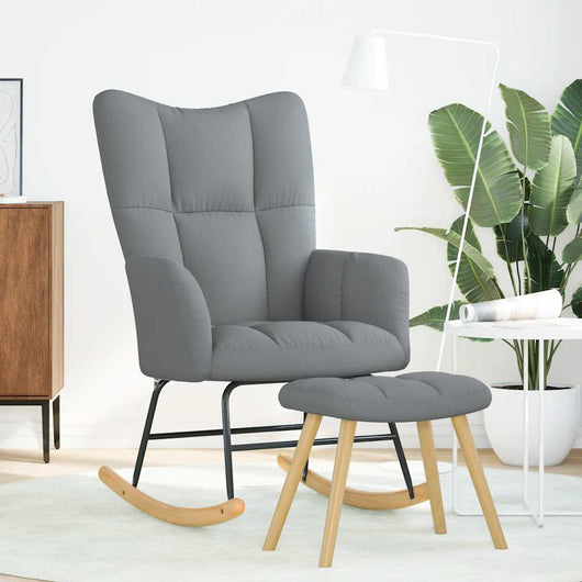 Poltrona a Dondolo con Poggiapiedi Grigio chiaro in Tessuto 4016800