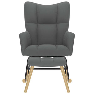 Poltrona a Dondolo con Poggiapiedi Grigio Scuro in Tessuto 4016801