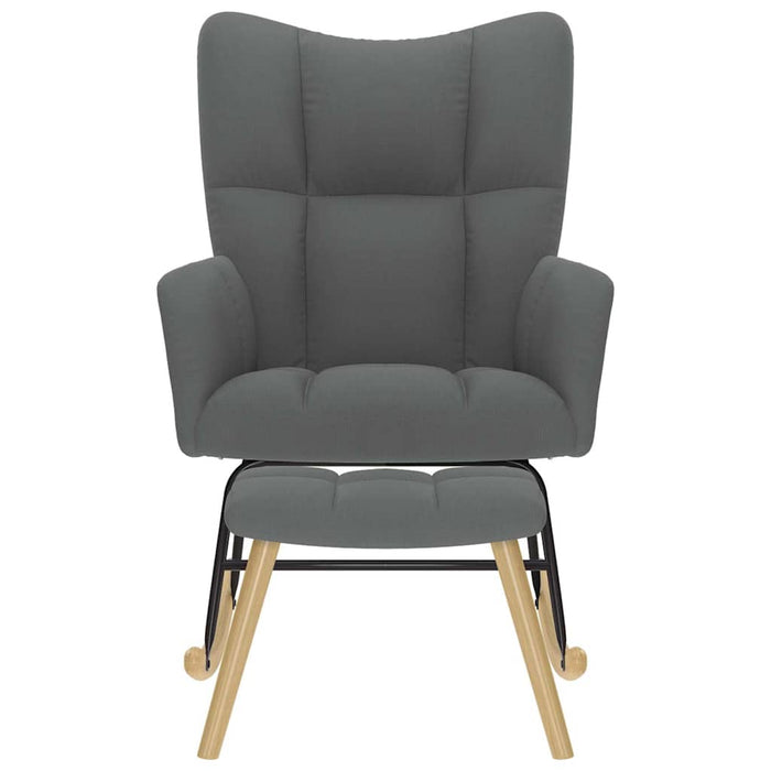 Poltrona a Dondolo con Poggiapiedi Grigio Scuro in Tessuto 4016801