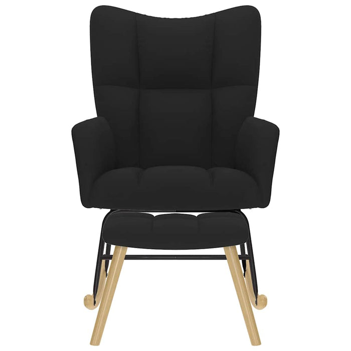 Poltrona a Dondolo con poggiapiedi Nero in Tessuto