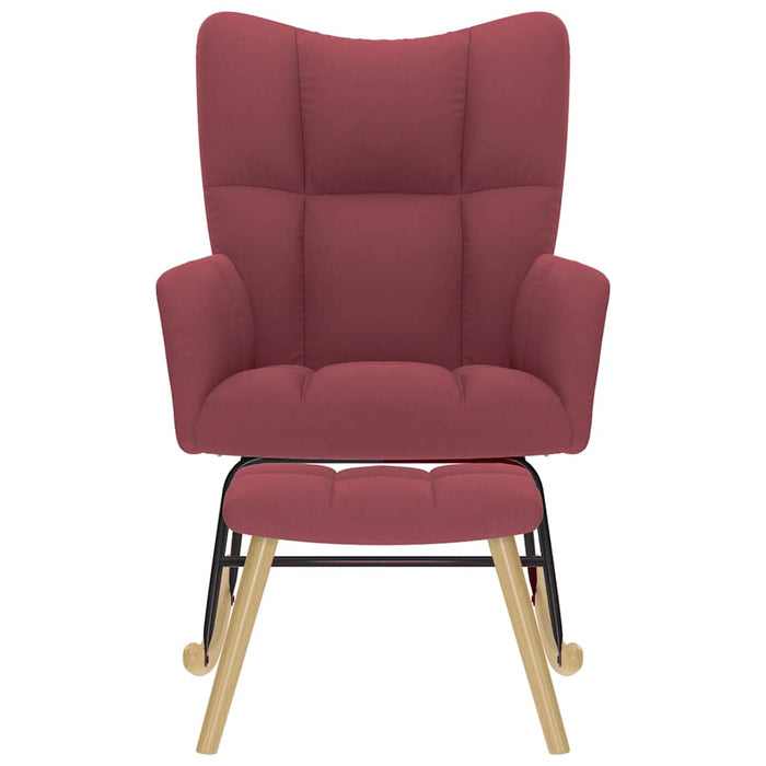 Poltrona a Dondolo con poggiapiedi Rosso vino in Tessuto