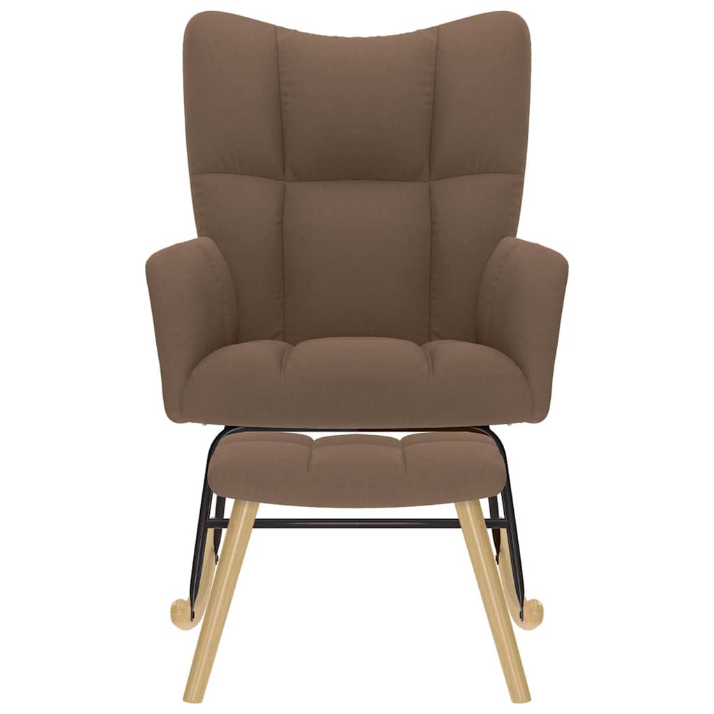 Poltrona a Dondolo con poggiapiedi Marrone in Tessuto 4016804