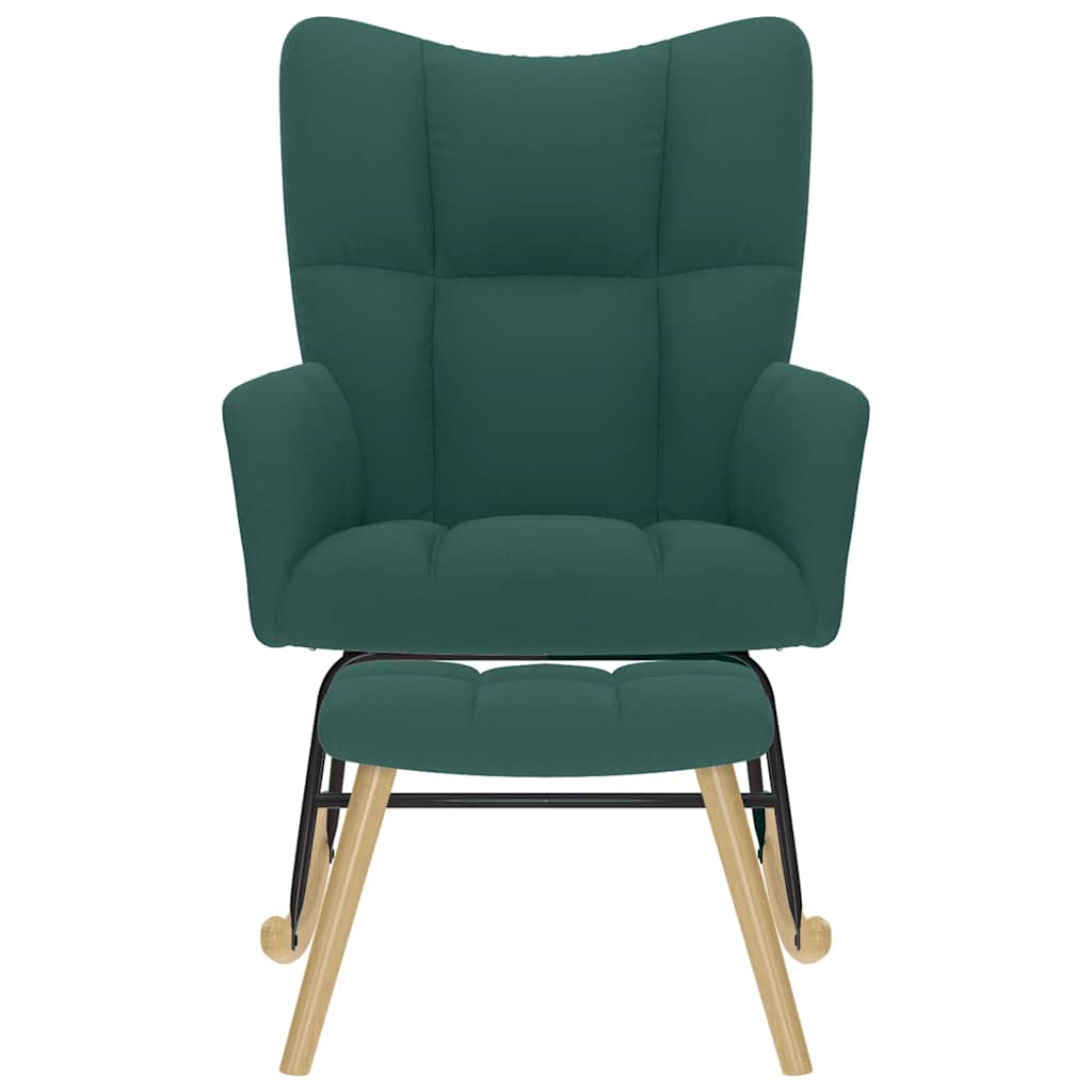 vidaXL Poltrona a Dondolo con Poggiapiedi Grigio Scuro in Tessuto