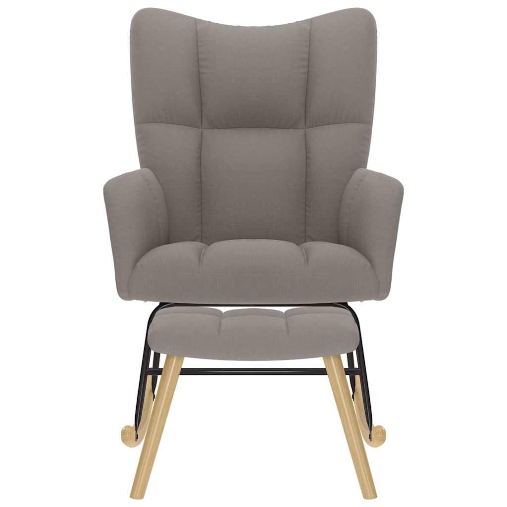 Poltrona a Dondolo con Poggiapiedi Tortora in Tessuto 4016806