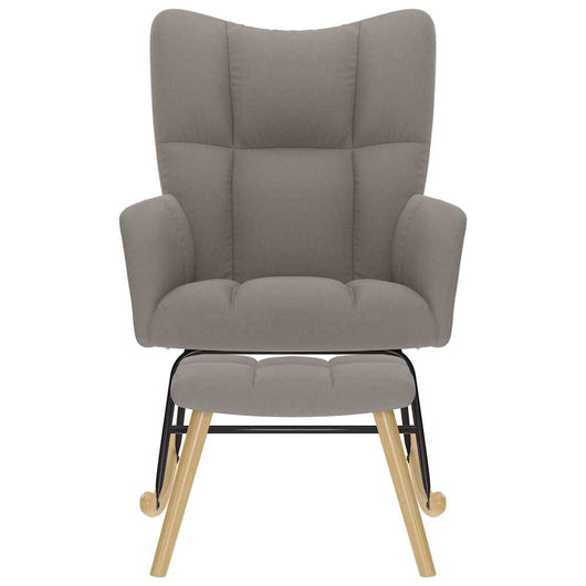 Poltrona a Dondolo con Poggiapiedi Tortora in Tessuto 4016806