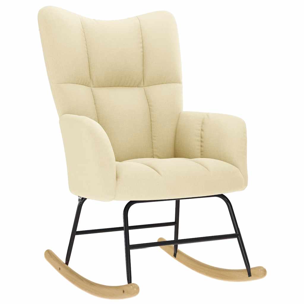 vidaXL Poltrona a Dondolo con poggiapiedi crema in Tessuto