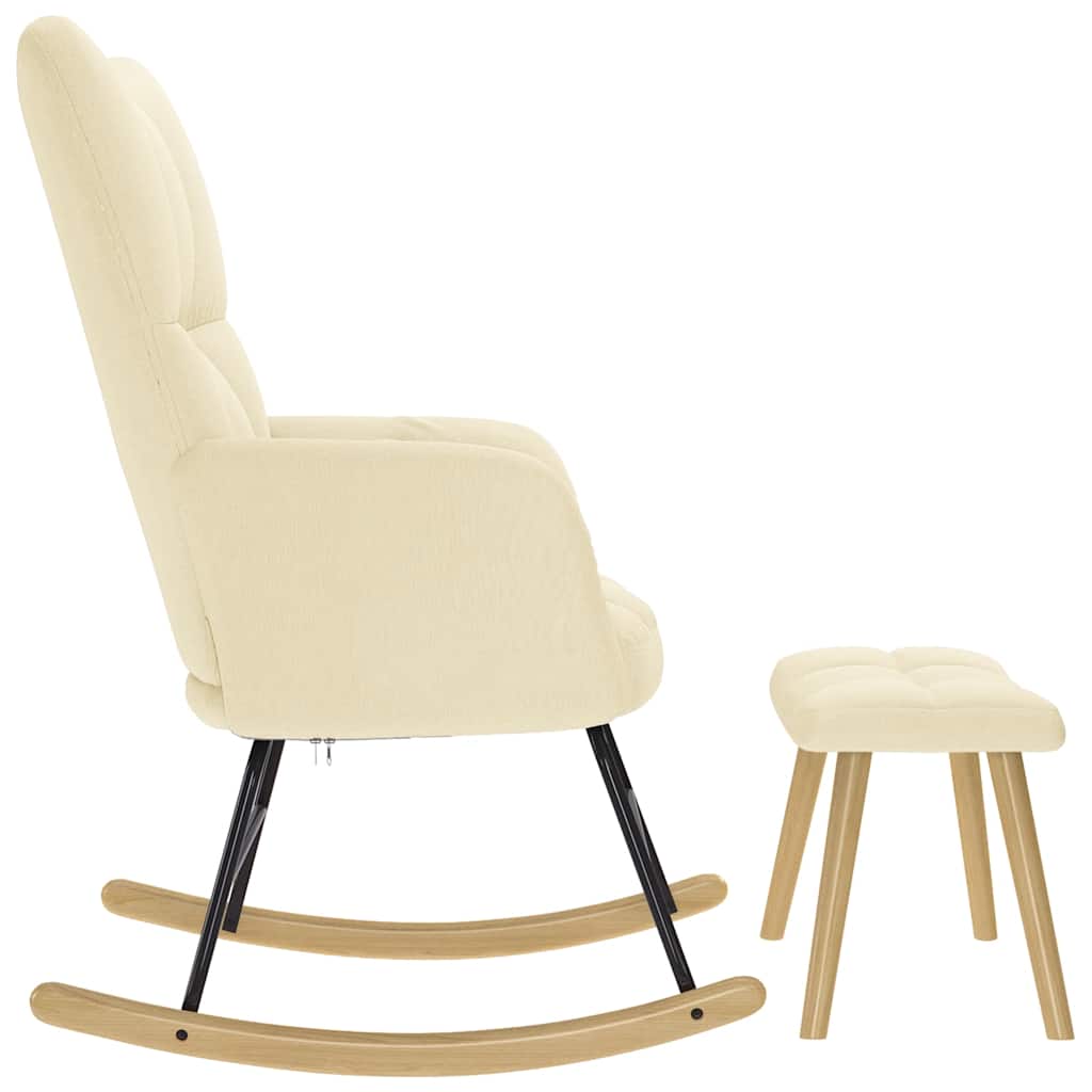 vidaXL Poltrona a Dondolo con poggiapiedi crema in Tessuto