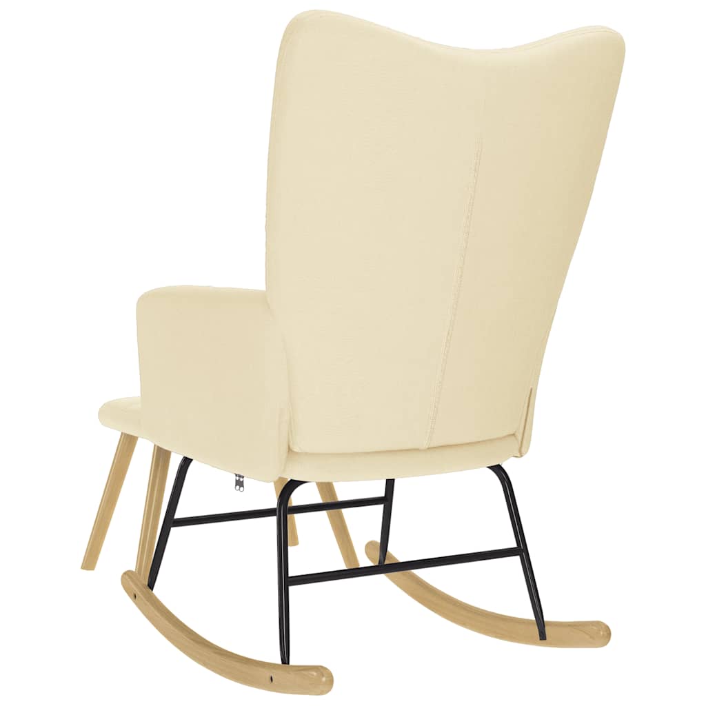 vidaXL Poltrona a Dondolo con poggiapiedi crema in Tessuto