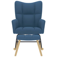 vidaXL Poltrona a Dondolo con poggiapiedi Blu in Tessuto