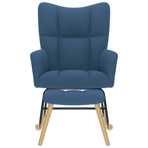 vidaXL Poltrona a Dondolo con poggiapiedi Blu in Tessuto