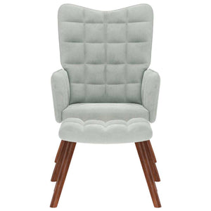 Poltrona Relax con Sgabello Grigio Chiaro in Velluto 4016821