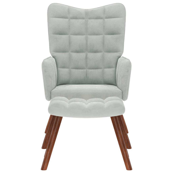 Poltrona Relax con Sgabello Grigio Chiaro in Velluto 4016821