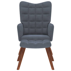 Poltrona Relax con Sgabello in Velluto Grigio Scuro 4016822