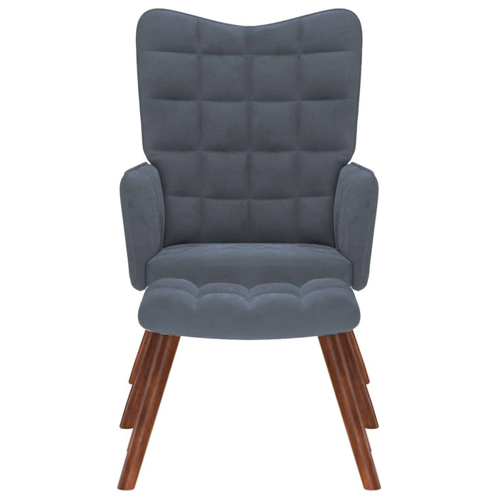 Poltrona Relax con Sgabello in Velluto Grigio Scuro 4016822