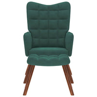 Poltrona Relax con Sgabello in Velluto Verde Scuro 4016823