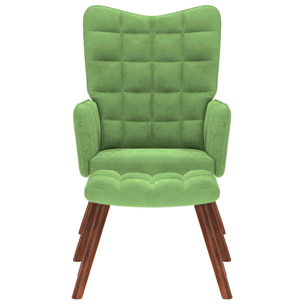 Poltrona Relax con Poggiapiedi Verde Chiaro in Velluto 4016824