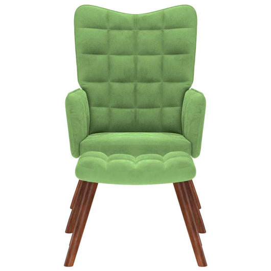 Poltrona Relax con Poggiapiedi Verde Chiaro in Velluto 4016824