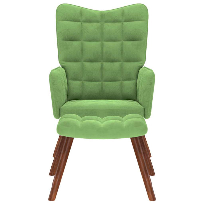 Poltrona Relax con Poggiapiedi Verde Chiaro in Velluto 4016824