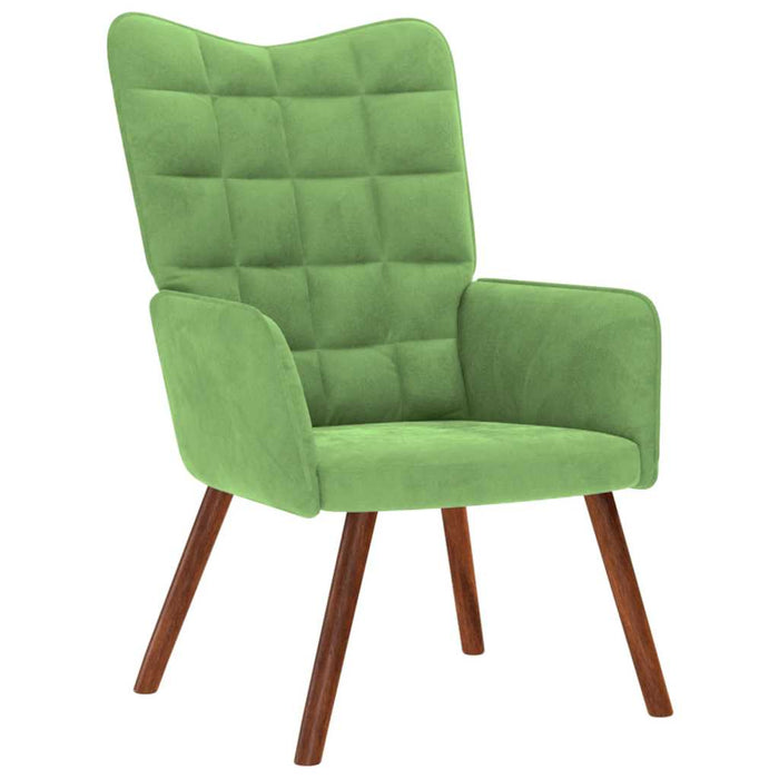 Poltrona Relax con Poggiapiedi Verde Chiaro in Velluto 4016824