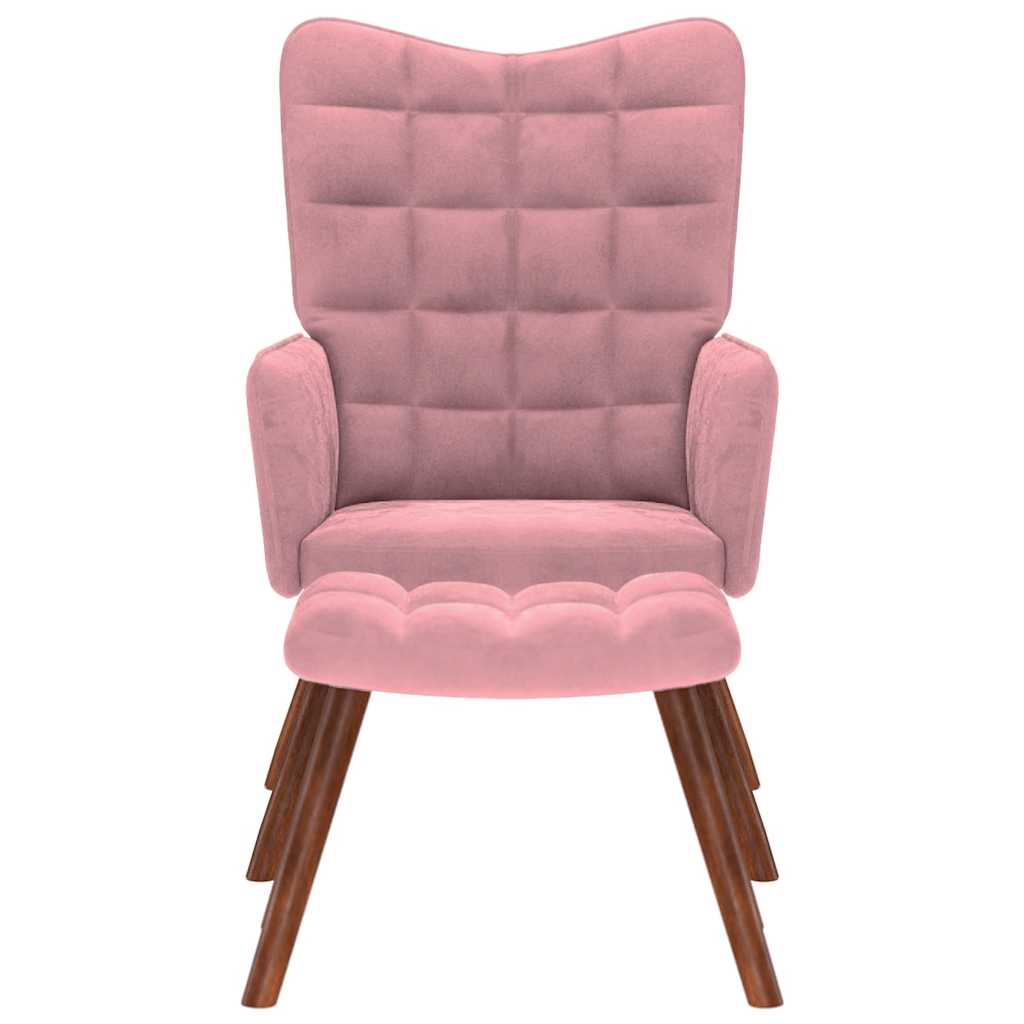 vidaXL Poltrona Relax con Poggiapiedi Rosa in Velluto