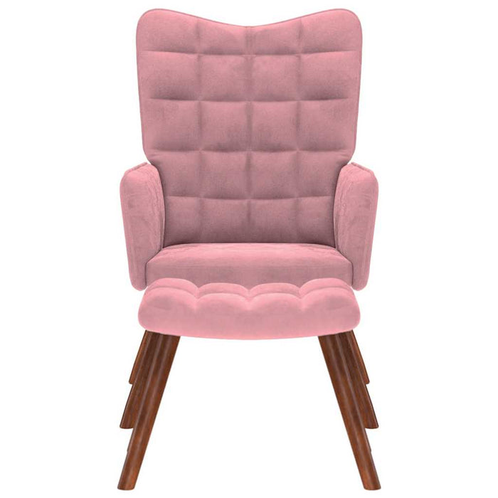 vidaXL Poltrona Relax con Poggiapiedi Rosa in Velluto