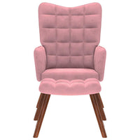 Poltrona Relax con Poggiapiedi Rosa in Velluto 4016825