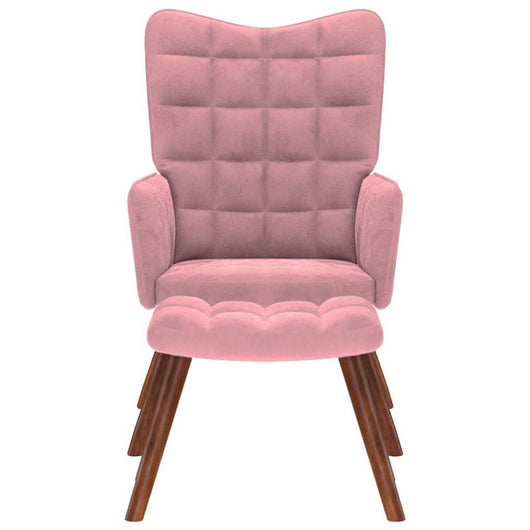 Poltrona Relax con Poggiapiedi Rosa in Velluto 4016825