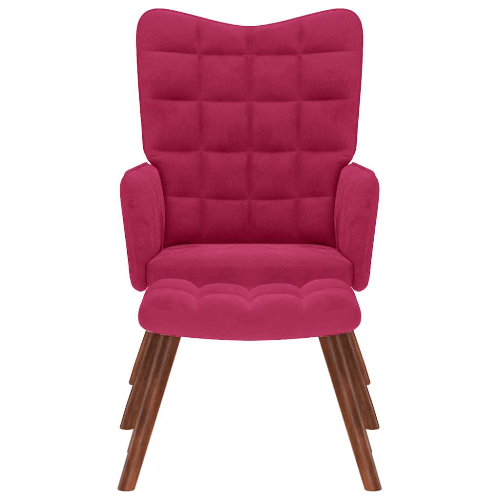 Poltrona Relax con Poggiapiedi Rosso Vino in Velluto 4016826