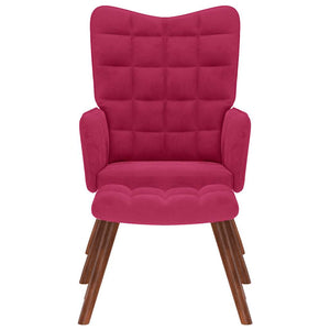 Poltrona Relax con Poggiapiedi Rosso Vino in Velluto 4016826