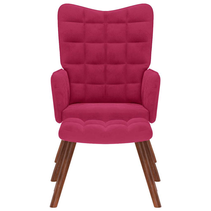 Poltrona Relax con Poggiapiedi Rosso Vino in Velluto 4016826