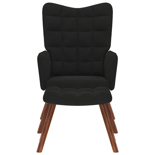 Poltrona Relax con Sgabello in Velluto Nero 4016827